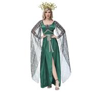 mewjoy Women's Medusa Fancy Dress Adults Green Greek Goddess Outfits with Headwear for Halloween Cosplay Party, XL