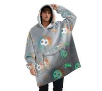 Mewkou Glow in The Dark Football Wearable Blanket Hoodie for Adults, Oversized Sherpa Fleece Blanket Hoodie, Unisex, One Size, Athletic Modern, Cartoon Pattern, Casual Occasion, Adults-football Color