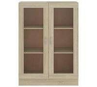 mewmewcat Glass Cabinet Sideboard Vitrine Cabinet Glass Door Cabinet Unit, 82.5x30.5x115 cm, Sonoma Oak