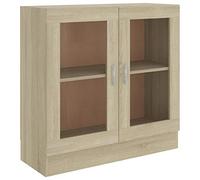 mewmewcat Glass Cabinet Sideboard Vitrine Cabinet Glass Door Cabinet Unit, 82.5x30.5x80 cm, Sonoma Oak