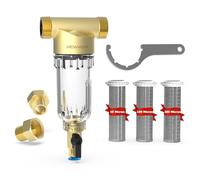 MewMore 40/100/200 Micron Spin Down Sediment Filter, Reusable Whole House Water Filters, 1" MNPT + 3/4" FNPT + 3/4"MNPT