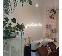 MewNeon Good Hair Day LED Neon Sign for Hair Salon Wall Decor,Barber Salon Light Sign,Salon Decor for Hair Stylist,USB Powered Salon Sign for Business-20" Cold White
