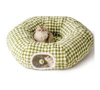 MewooFun Cat Tunnels for Indoor Cats, 90cm Large Cat Donut Tunnel Bed with Washable Cushion, Multifunctional Foldable Interactive Cats Toy, Round Pet Play Rabbit Tube Toy
