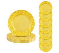 MewowColo Plates Set, 24pcs Round Dinner Plates, Reusable Christmas Serving Platters for Birthday Party, Daily Life, Thanksgiving (Gold)