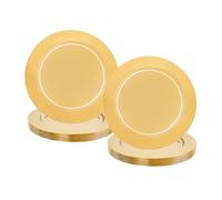 MewowColo Plates Set, 410 Stainless Steel Round Dinner Plates, 24pcs Reusable Christmas Serving Platters for Birthday Party, Daily Life, Thanksgiving (Gold)