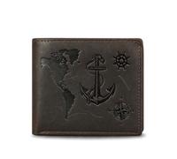 Mewpurrs Mens Leather Bifold Wallet, RFID Blocking, Coin Pocket, Coffee | Crazy Horse Leather, Compass Pattern, RFID Blocking, 10 Card Slots, ID Window, 2 Bill Compartments, Coin Pocket, Zip Pocket