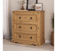 Mews Corona 3 Drawer Chest Of Drawers Mexican Solid Pine