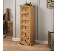 Mews Corona 6 Drawer Chest Of Drawers Narrow Bedside Table Cabinet