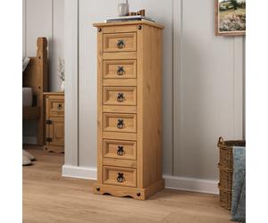 Mews Corona 6 Drawer Chest Of Drawers Narrow Bedside Table Cabinet