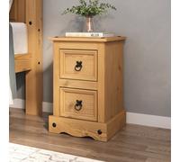 Mews Corona Bedside Table 2 Drawer Cabinet Side Lamp Mexican Solid Pine