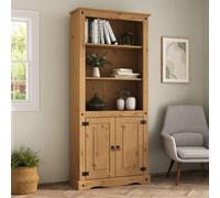 Mews Corona Bookcase 2 Door Display Cabinet Solid Mexican Pine Large