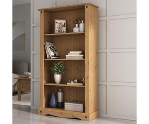 Mews Corona Bookcase Medium Pine 4 Book Shelves Mexican Solid Wood