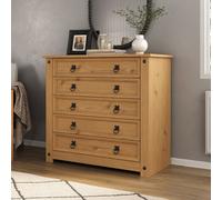 Mews Corona Chest Of Drawers 5 Drawer Large Mexican Solid Pine