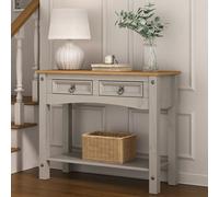 Mews Corona Console Table Grey 2 Drawer Hall Mexican Solid Pine