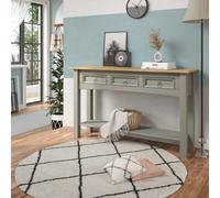 Mews Corona Console Table Grey 3 Drawer Solid Pine Wood