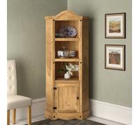 Mews Corona Corner Bookcase Pine Display Cupboard 3 Book Shelves Mexican