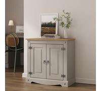 Mews Corona Cupboard Sideboard Grey 2 Door Solid Mexican Pine Storage