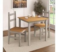 Mews Corona Dining Table Set 2 Seater Grey Solid Mexican Pine Wood Dining Table With 2 Chairs