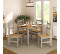 Mews Corona Dining Table Set 4 Seater Grey Solid Mexican Pine Wood Table With 4 Chairs