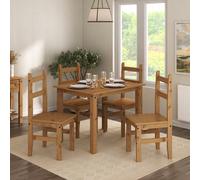 Mews Corona Dining Table Set 4 Seater Solid Mexican Pine Wood Table With 4 Chairs