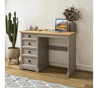 Mews Corona Dressing Table Grey 4 Drawer Computer Desk Solid Mexican Pine