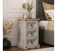 Mews Corona Grey 3 Drawer Bedside Table Bedroom Cabinet Nightstand Side Lamp