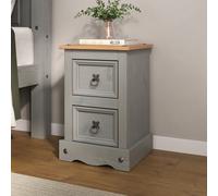 Mews Corona Grey Bedside Table 2 Drawer Cabinet Side Mexican Solid Pine