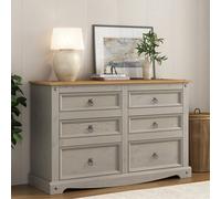 Mews Corona Grey Chest Of Drawers Pine 6 Drawer Solid Wood Sideboard