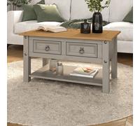 Mews Corona Grey Coffee Table 2 Drawer Mexican Occasional Solid Pine Wood