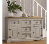 Mews Corona Grey Sideboard 2 Door 5 Drawer Large Mexican Solid Pine