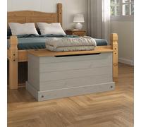 Mews Corona Grey Storage Chest Ottoman Solid Pine Wood Mexican Toy Chest Bedding Blanket Box