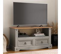 Mews Corona Grey Tv Stand 2 Drawer Television Cabinet Solid Wood Pine Unit