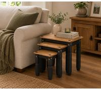 Mews Corona Nest Of 3 Tables Black Solid Mexican Pine