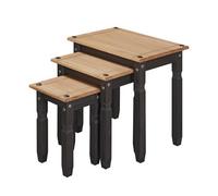 Mews Corona Nest Of 3 Tables Charcoal Black Solid Mexican Pine