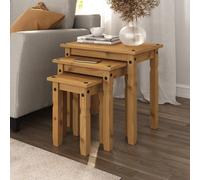Mews Corona Nest Of Tables Mexican Solid Pine Set Of 3 Coffee Side Table
