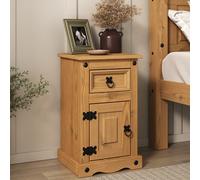 Mews Corona Pine Bedside Cabinet 1 Drawer 1 Door Side Table Nightstand
