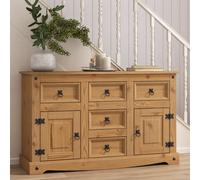 Mews Corona Sideboard 2 Door 5 Drawer Solid Pine Mexican Wood Chest