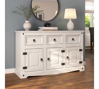 Mews Corona Sideboard All White Country 3 Door 3 Drawer Soild Mexican Pine Wood