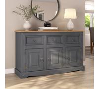 Mews Corona Sideboard Charcoal Dark Grey 3 Door 3 Drawer Solid Pine Wood