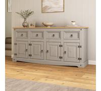 Mews Corona Sideboard Grey 4 Door 4 Drawer Large Painted Mexican Solid Pine