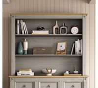 Mews Corona Sideboard Hutch Top Grey Painted Solid Wood Pine Welsh Dresser Large Mexican Style