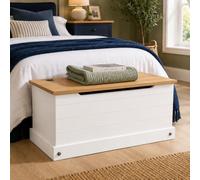 Mews Corona Storage Chest White Bedding Box Storage Ottoman Toy Chest Hinged Lid Mexican Pine Solid Wood