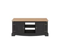 Mews Corona Tv Stand 2 Door Charcoal Black Flat Screen Media Mexican Solid Pine