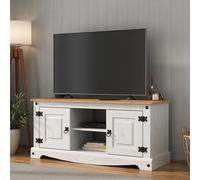Mews Corona Tv Stand White Flat Screen Television Entertainment Unit 2 Door Solid Pine Wood