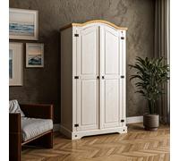 Mews Corona Wardrobe White 2 Door Arch Top Double Solid Mexican Pine