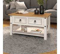 Mews Corona White 2 Drawer Coffee Table Mexican Solid Pine Wood