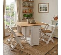 Mews Corona White Butterfly Dining Set Santos 4 Seat Folding Drop Leaf Table Solid Mexican Pine