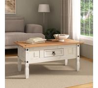 Mews Corona White Coffee Table 1 Drawer Solid Wood Occasional Table