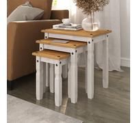 Mews Corona White Nest Of Tables Solid Wood Occasional Tables