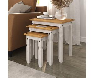 Mews Corona White Nest Of Tables Solid Wood Occasional Tables